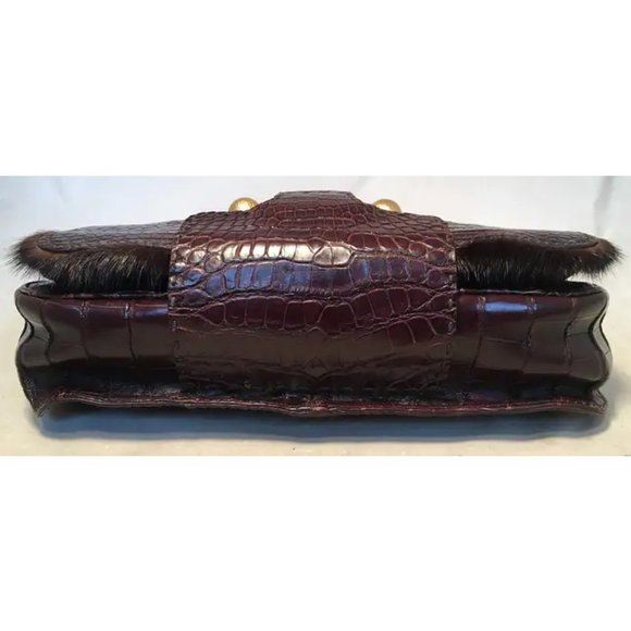 Rare Limited Edition Fendi Brown Alligator and Mink Fur Satchel Handbag - Picture 10 of 10